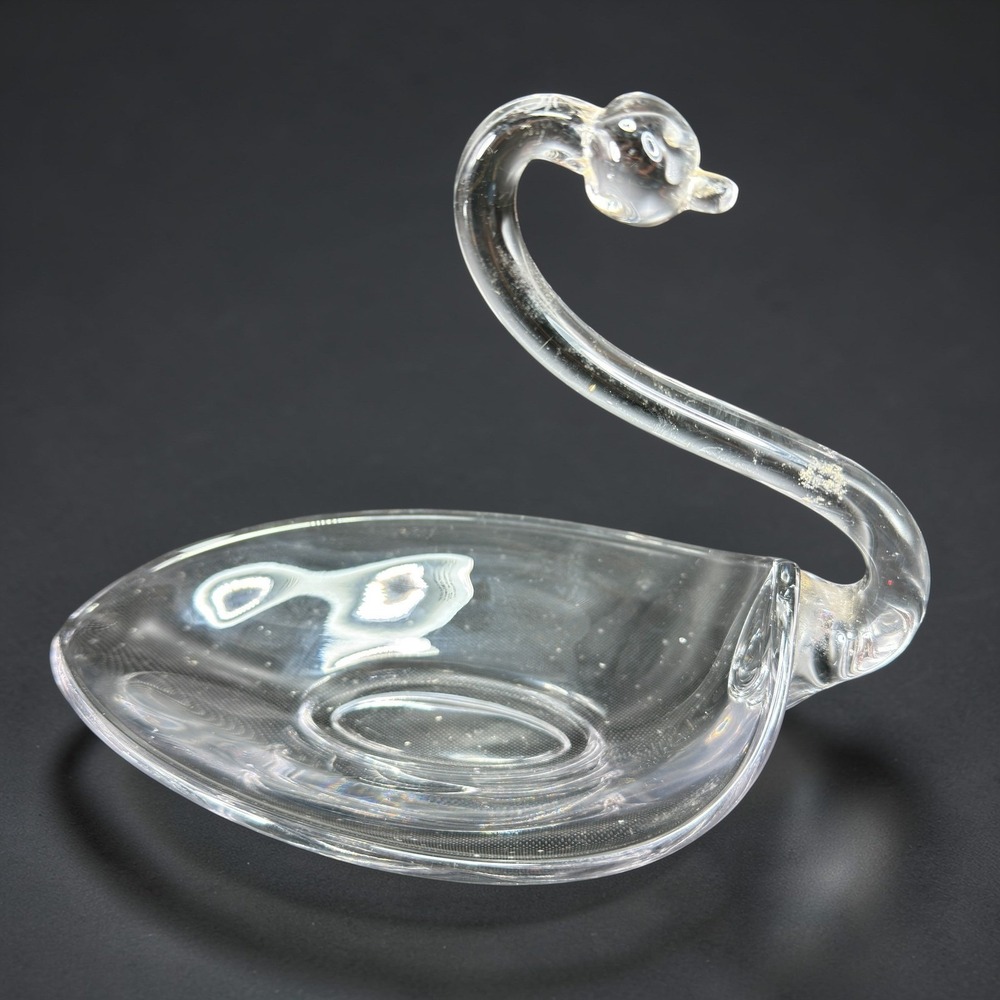 Duncan & Miller Clear Glass Swan Bowl Trinket‎ Dish Decorative Centerpiece Dish